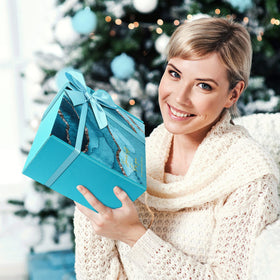 Beautifully packaged EUASOO spa gift basket ready for gifting