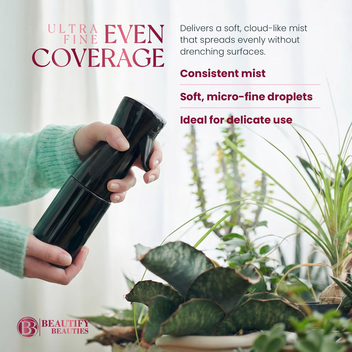 BeautifyBeauties Continuous Spray Bottle in hand