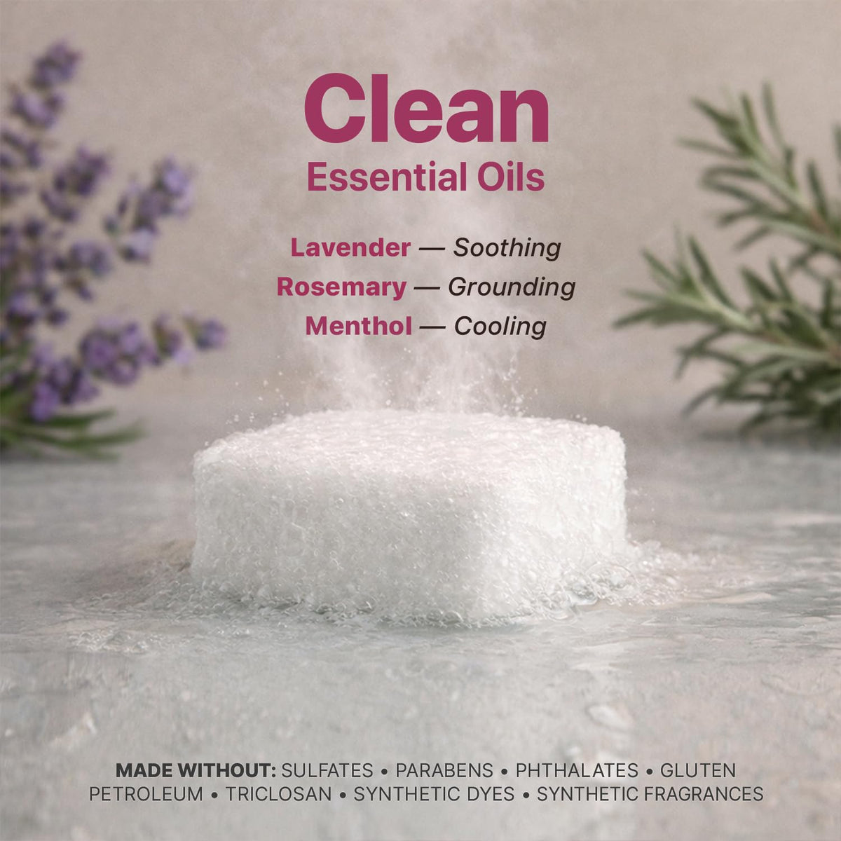 Beauty by Earth Lavender Shower Steamers on a bathroom counter