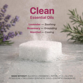 Beauty by Earth Lavender Shower Steamers on a bathroom counter
