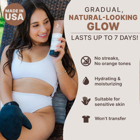 Beauty by Earth Self Tanner bottle with natural ingredients