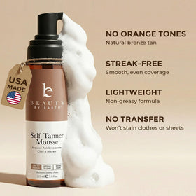 Beauty by Earth Self Tanner Mousse application on skin