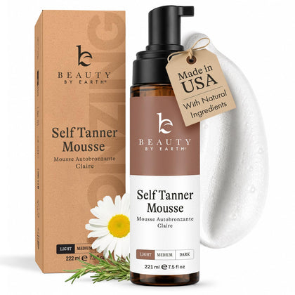 Beauty by Earth Self Tanner Mousse front view, 280g