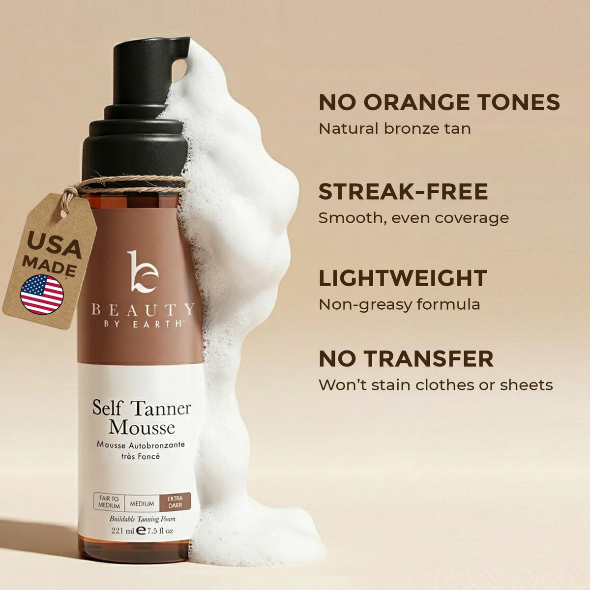 Beauty by Earth Self Tanner Mousse texture close-up