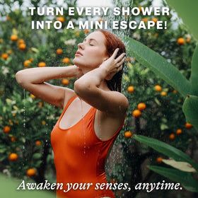 Beauty by Earth Shower Steamers Aromatherapy Citrus on a bathroom shelf