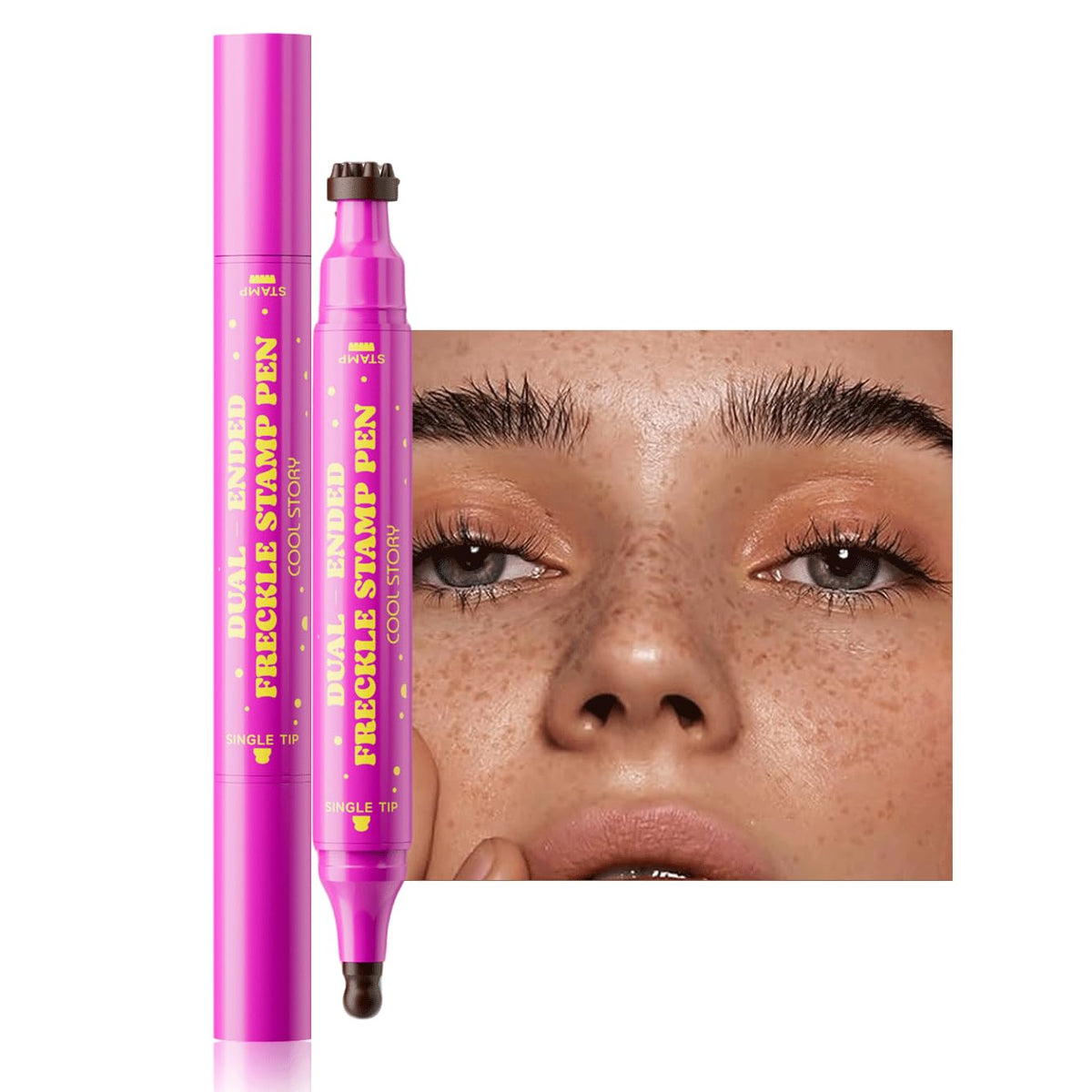 Beauty Glazed Dual-Ended Freckle Stamp Pen front view in Mousy Brown