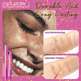 Beauty Glazed freckle pen in hand showcasing dual-ended design