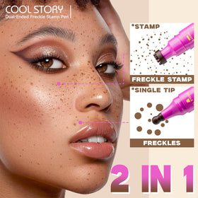 Beauty Glazed freckle stamp pen on a makeup vanity with other products