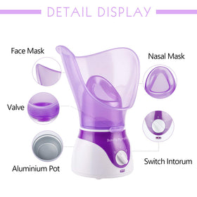 BeauTy Nymph Face Steamer in use with steam rising