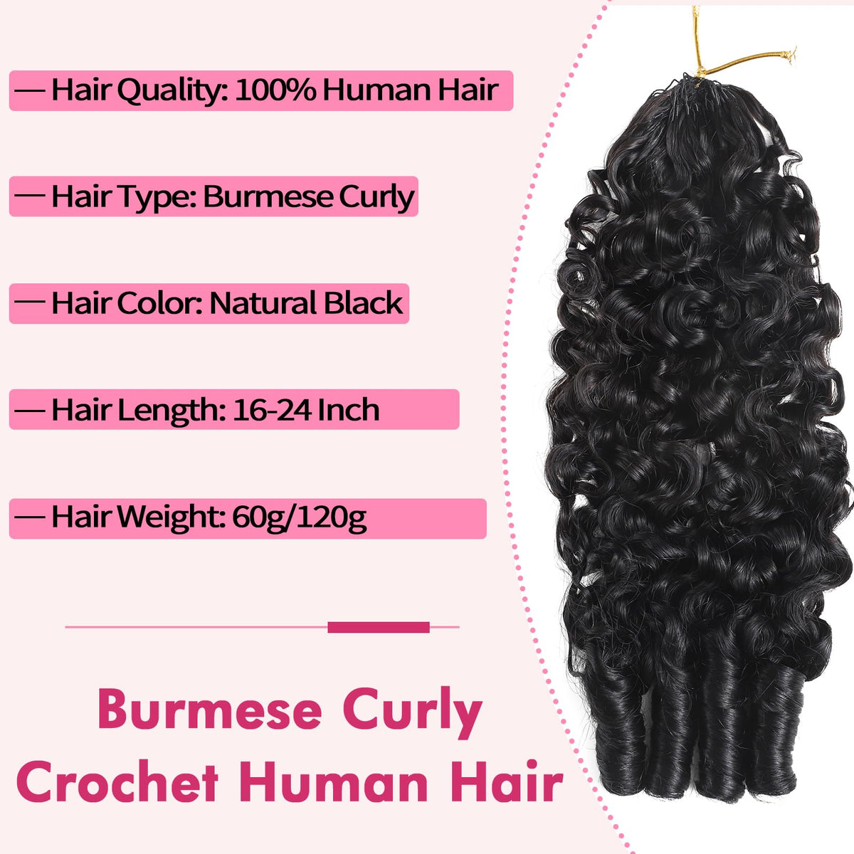Beauty Queen Burmese Curly Crochet Hair styled on model