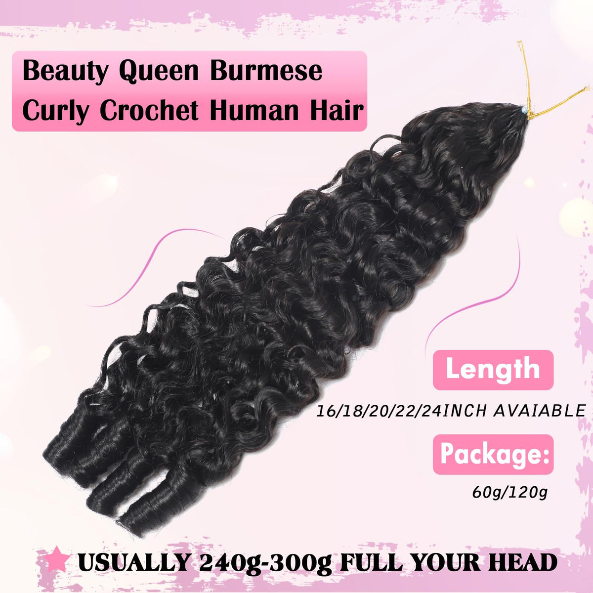Beauty Queen crochet hook included with hair extensions
