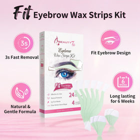 Beauty7 Facial Wax Strips in use on eyebrow area