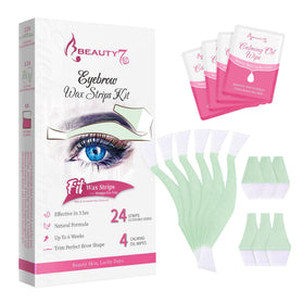 Beauty7 Facial Wax Strips packaging front view with 24 strips