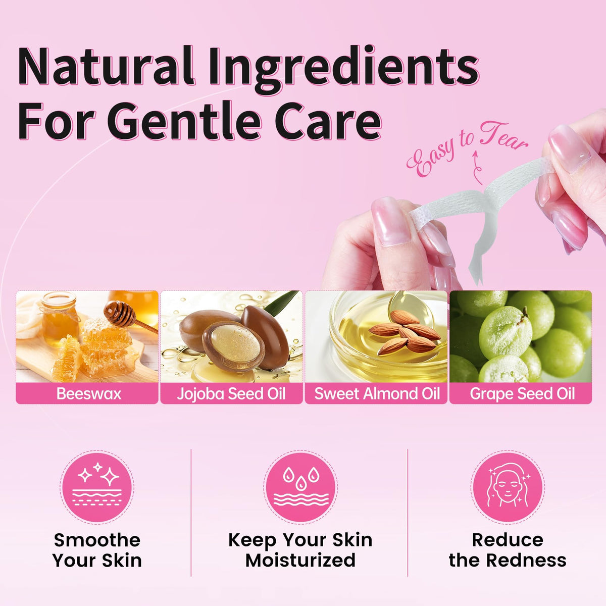 Beauty7 Facial Wax Strips showing the wax strips and calming oil wipes