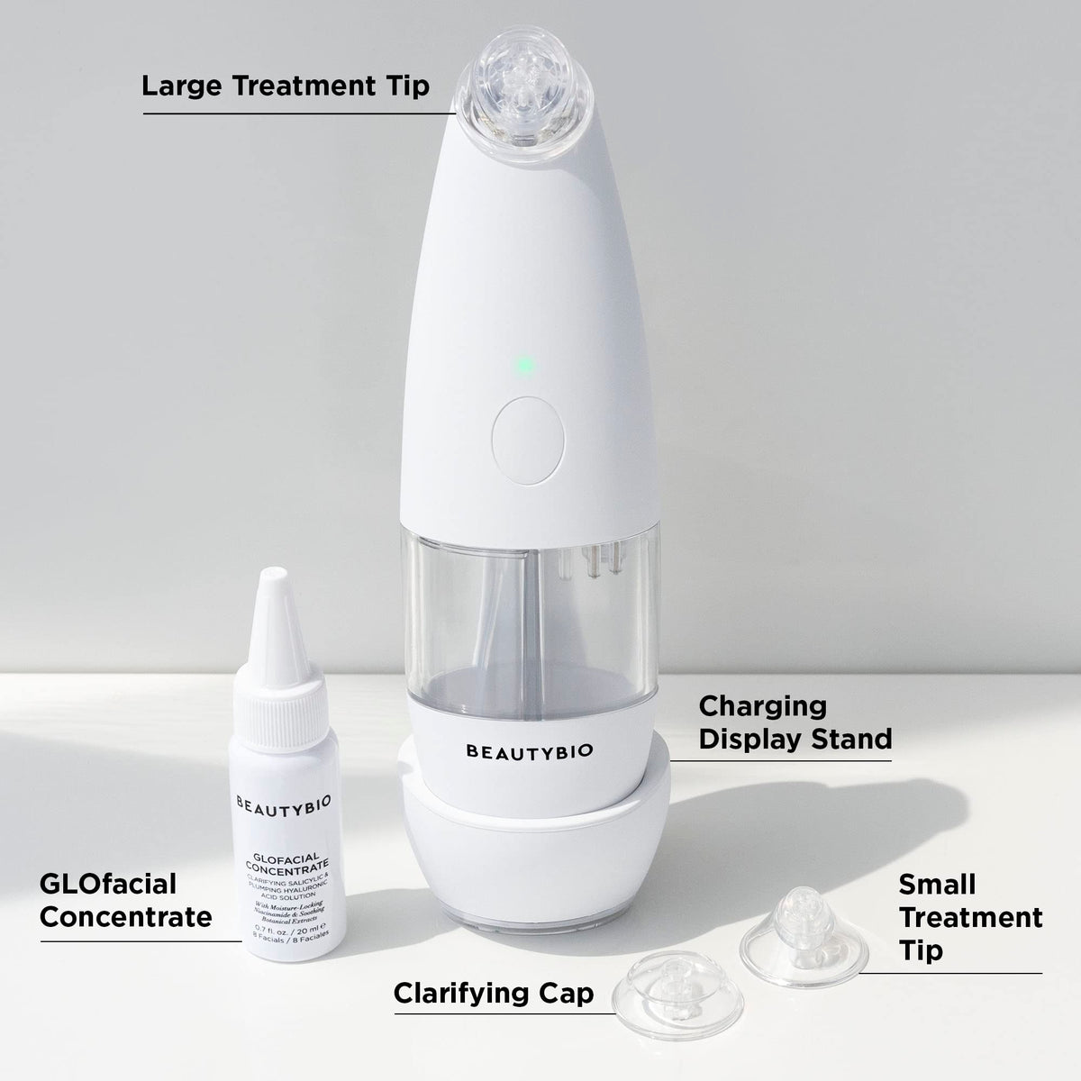beautybio GLOfacial Hydro-Infusion Tool with charging stand