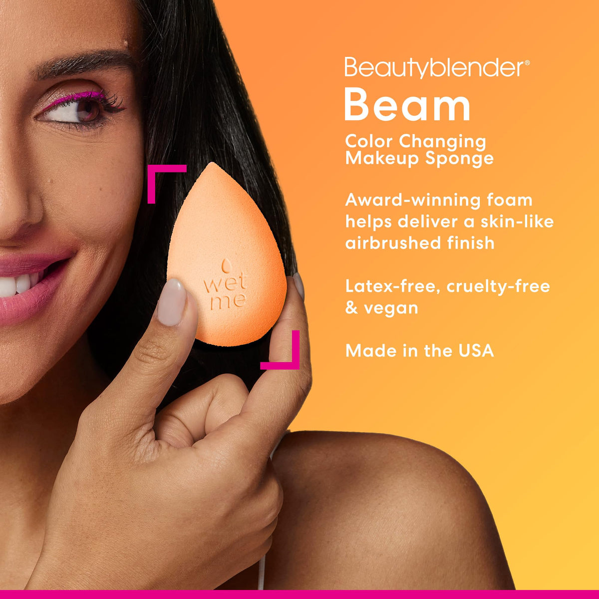 beautyblender Beam Makeup Sponge in hand demonstrating size