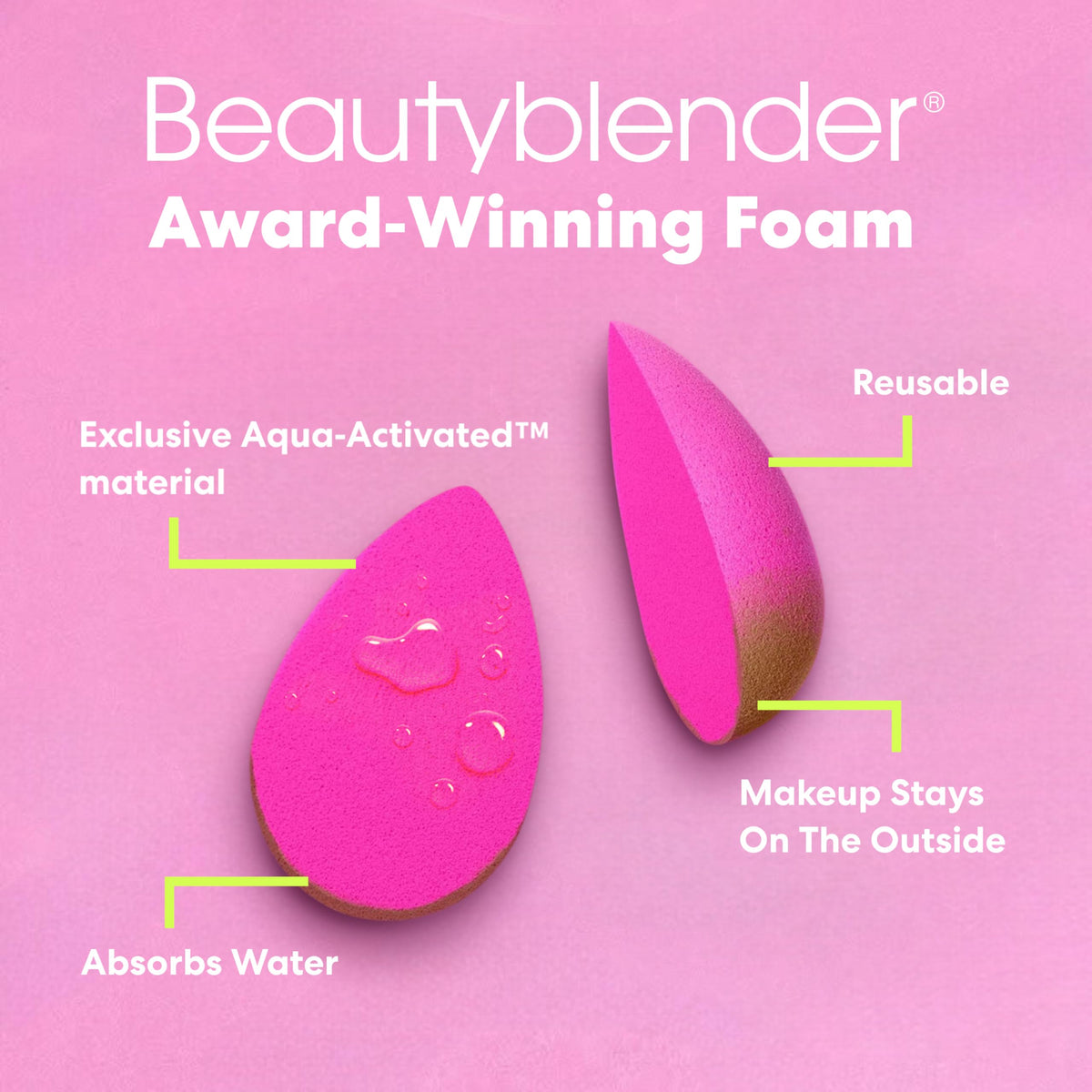 beautyblender sponges on a makeup table