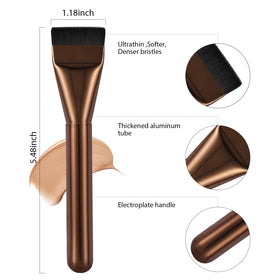 BEAUTYFACTOR Flat Foundation Brush in use applying foundation