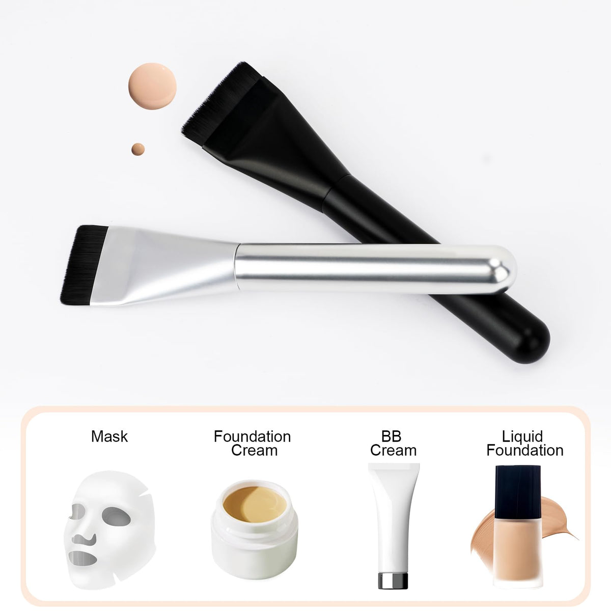 BEAUTYFACTOR Flat Foundation Brush Set 2Pcs close-up of handle