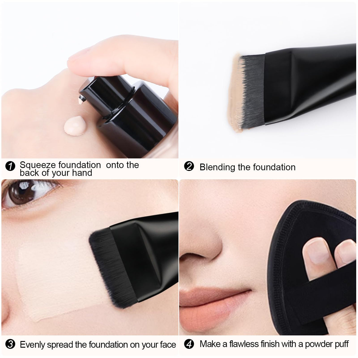 BEAUTYFACTOR Flat Foundation Brush Set 2Pcs side view