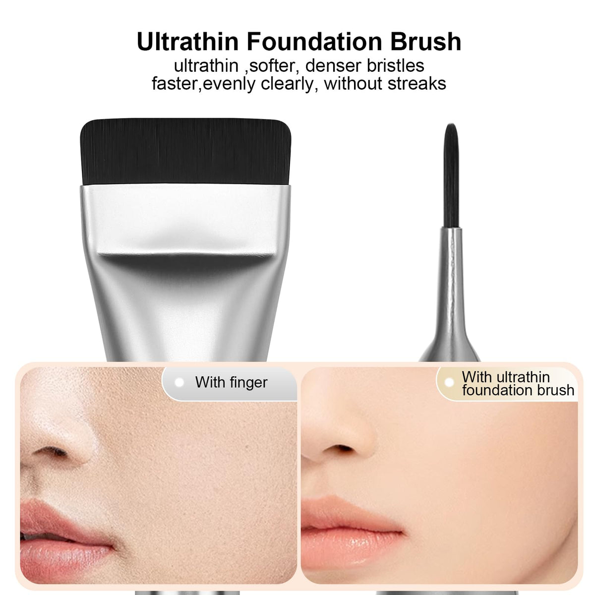 BEAUTYFACTOR Flat Foundation Brush Set showing the bristles and handle