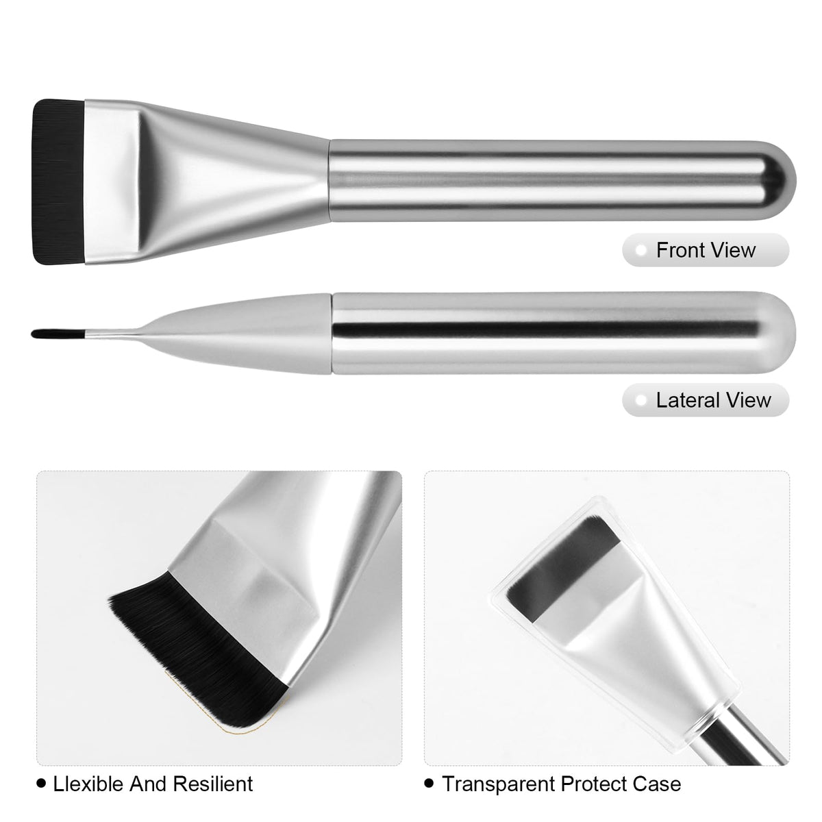 BEAUTYFACTOR Flat Foundation Brush Set with close-up of bristles