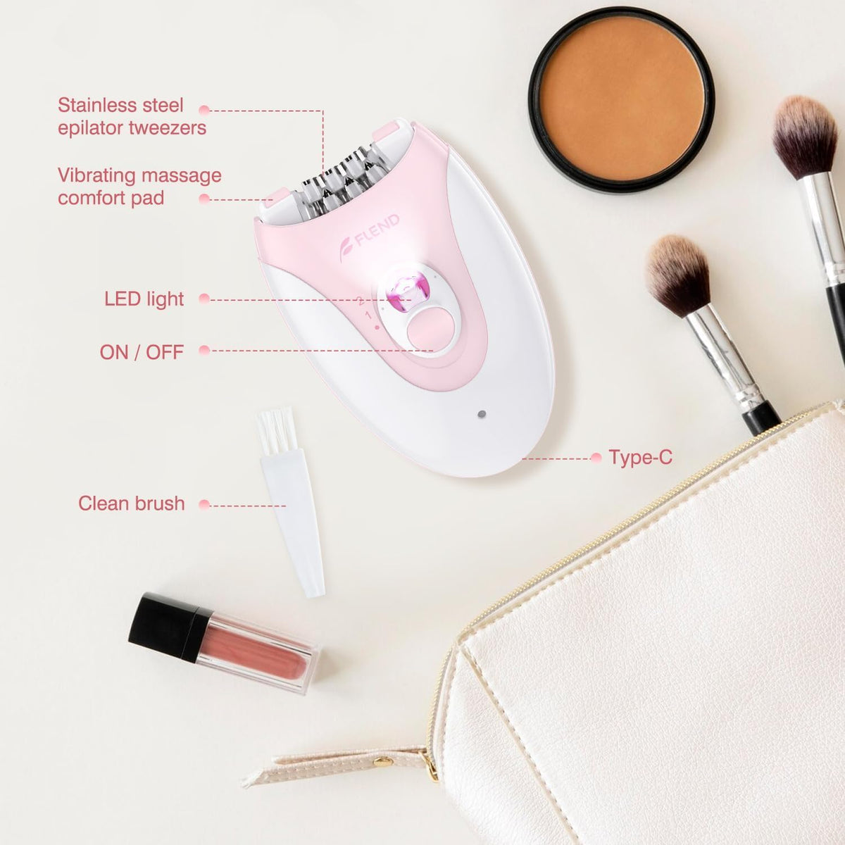 BEAUZMO Smooth Glide Epilator ergonomic handle close-up