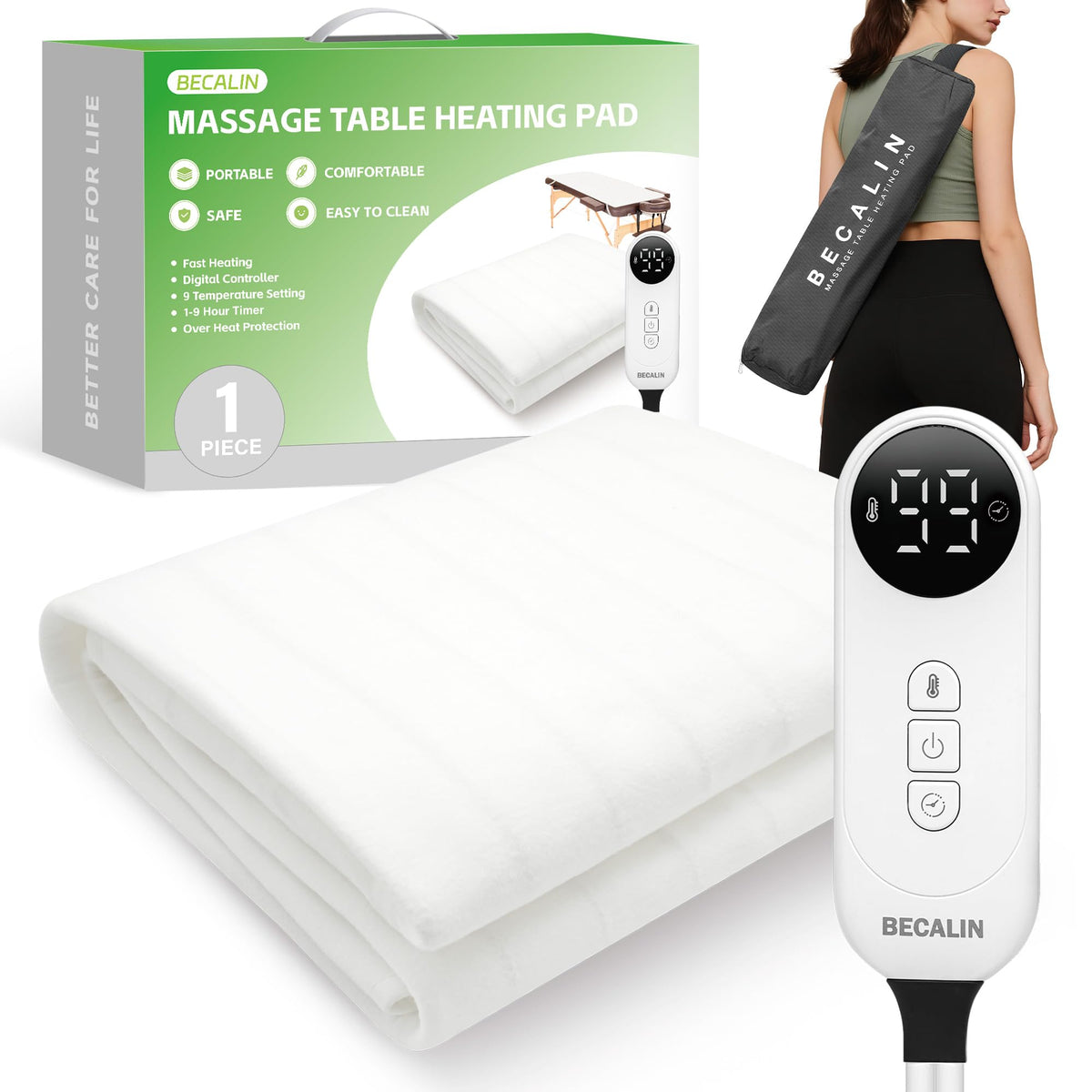 BECALIN Massage Table Warmer front view with digital controller