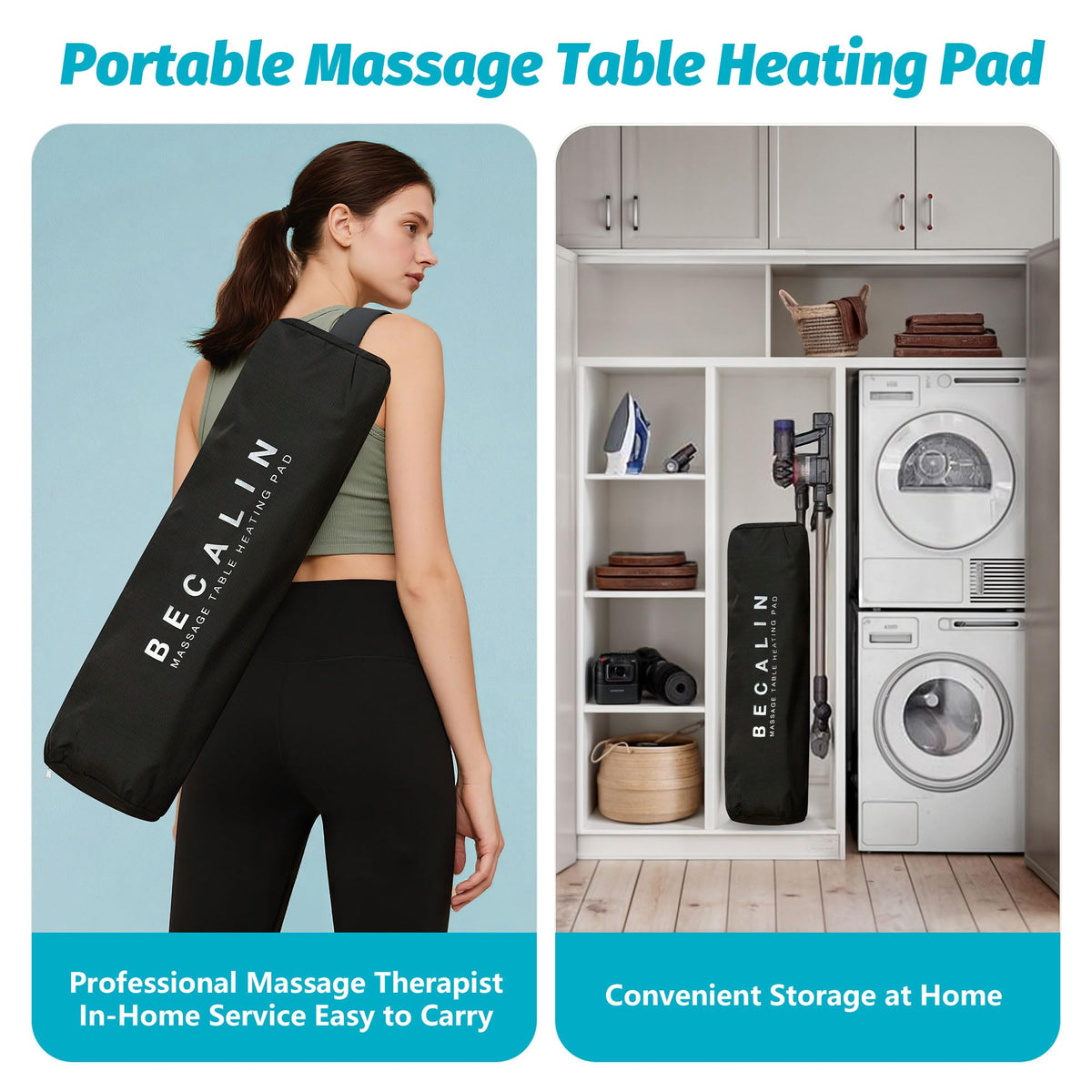BECALIN Massage Table Warmer in use during a massage session