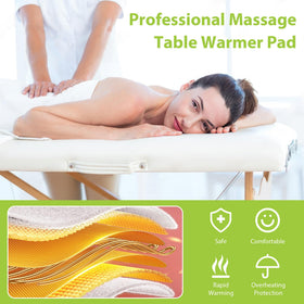 BECALIN Massage Table Warmer on a massage table with timer settings displayed