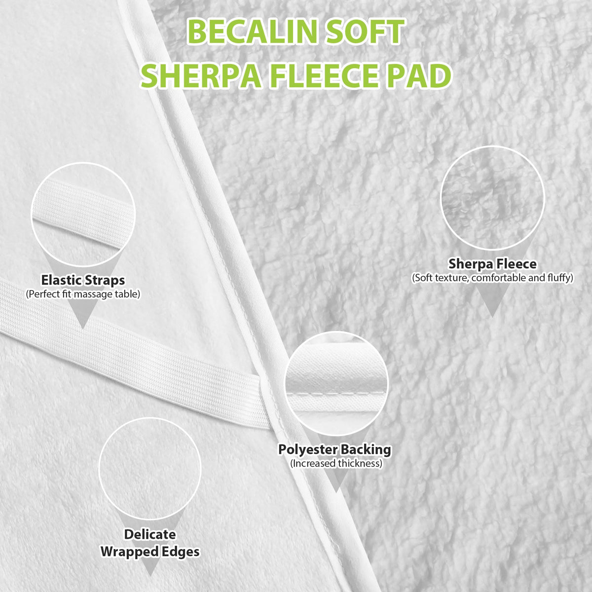 BECALIN Massage Table Warmer Pad close-up of soft fleece material