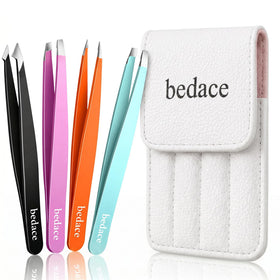 bedace tweezers front view with slant and pointed tips