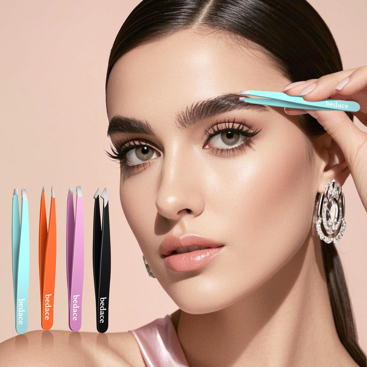 bedace tweezers in use for eyebrow grooming