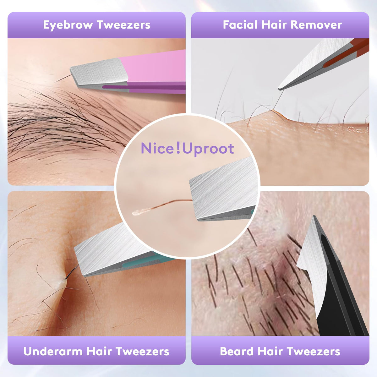 bedace tweezers next to beauty products