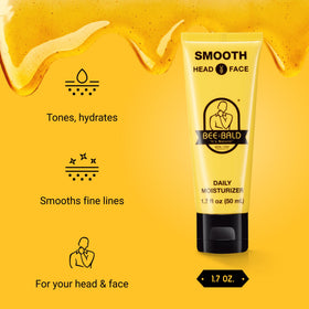 Bee Bald SMOOTH Bald Head Moisturizer side view showing packaging
