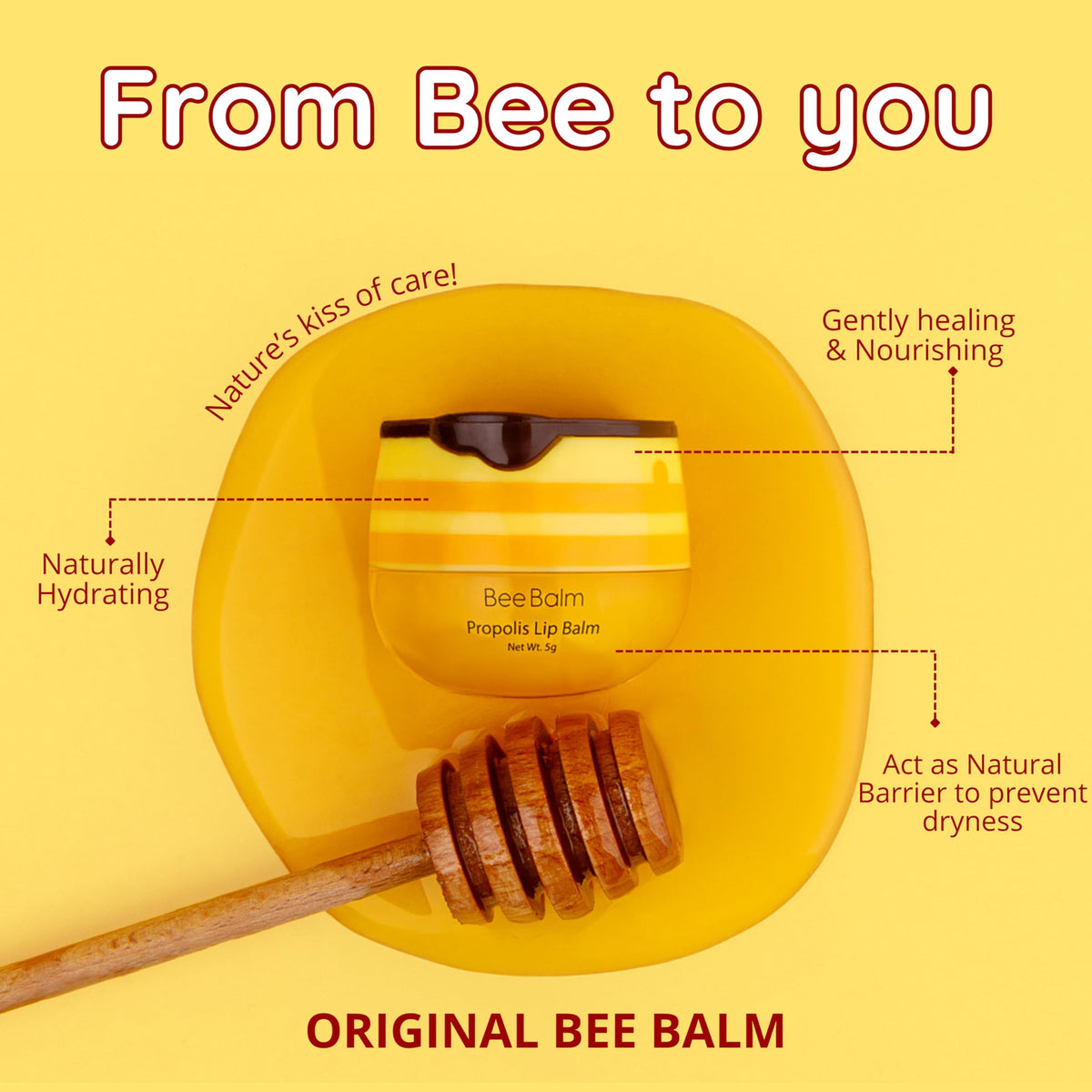 Bee Balm Original Lip Balm on a bathroom counter