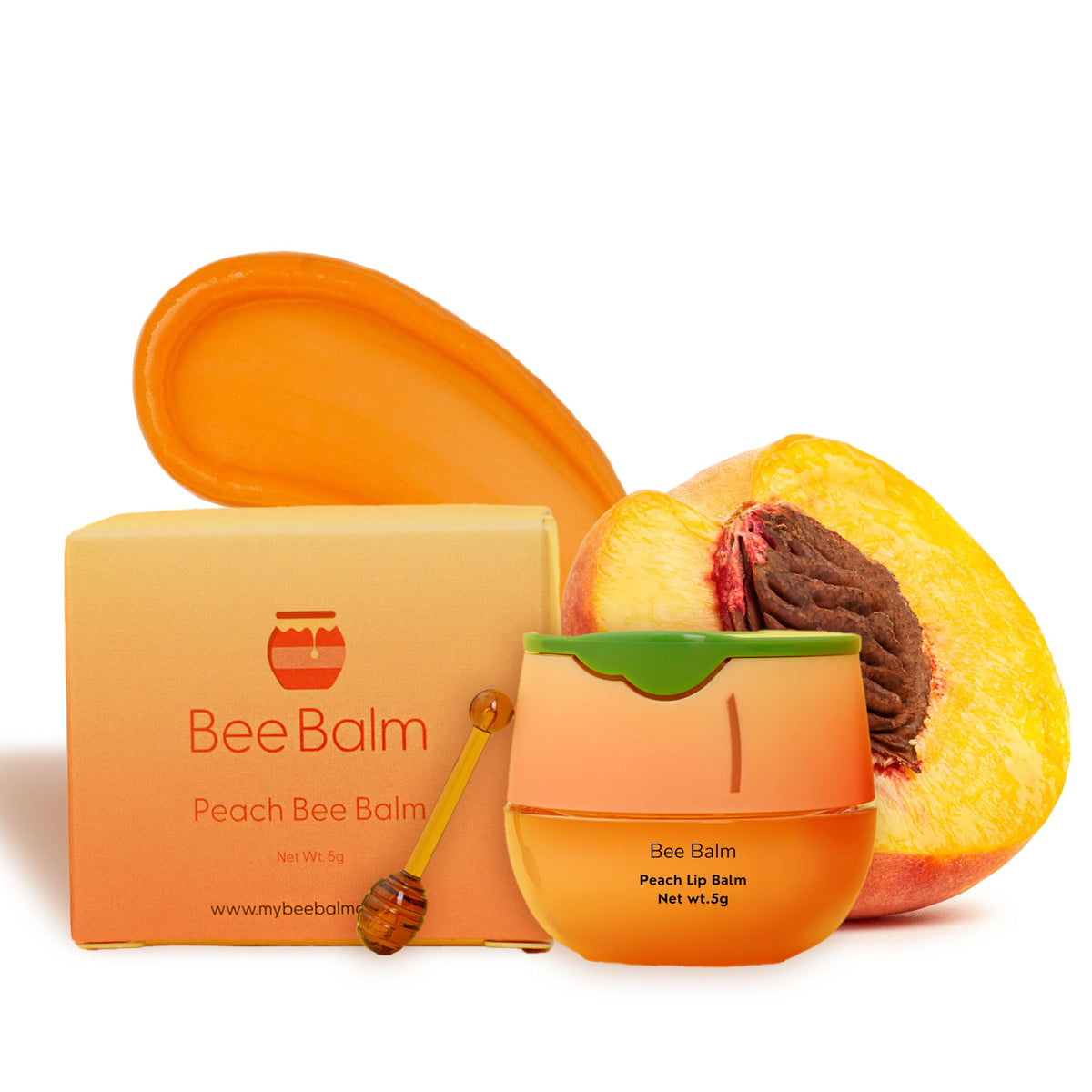 Bee Balm Original Lip Balm peach flavour front view