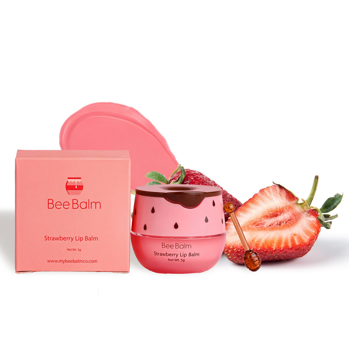 Bee Balm Original Lip Balm Strawberry front view