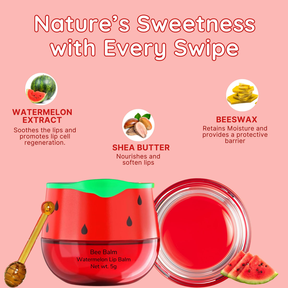 Bee Balm Original Lip Balm Watermelon side view