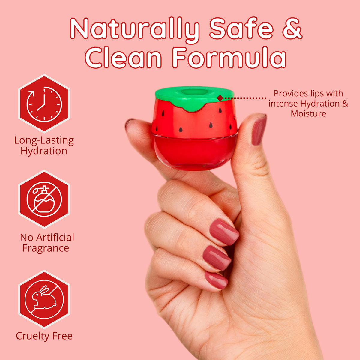 Bee Balm Original Lip Balm Watermelon texture close-up