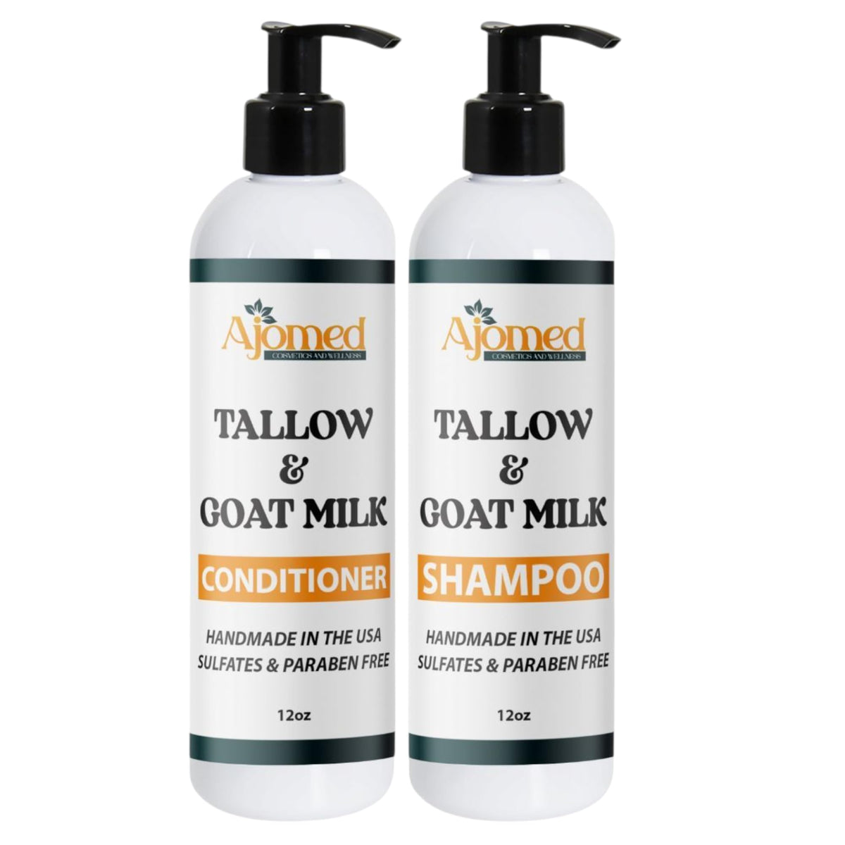 Beef Tallow & Goat Milk Shampoo and Conditioner Set 12 Oz front view