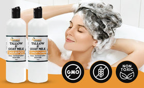 Beef Tallow & Goat Milk Shampoo and Conditioner Set packaging