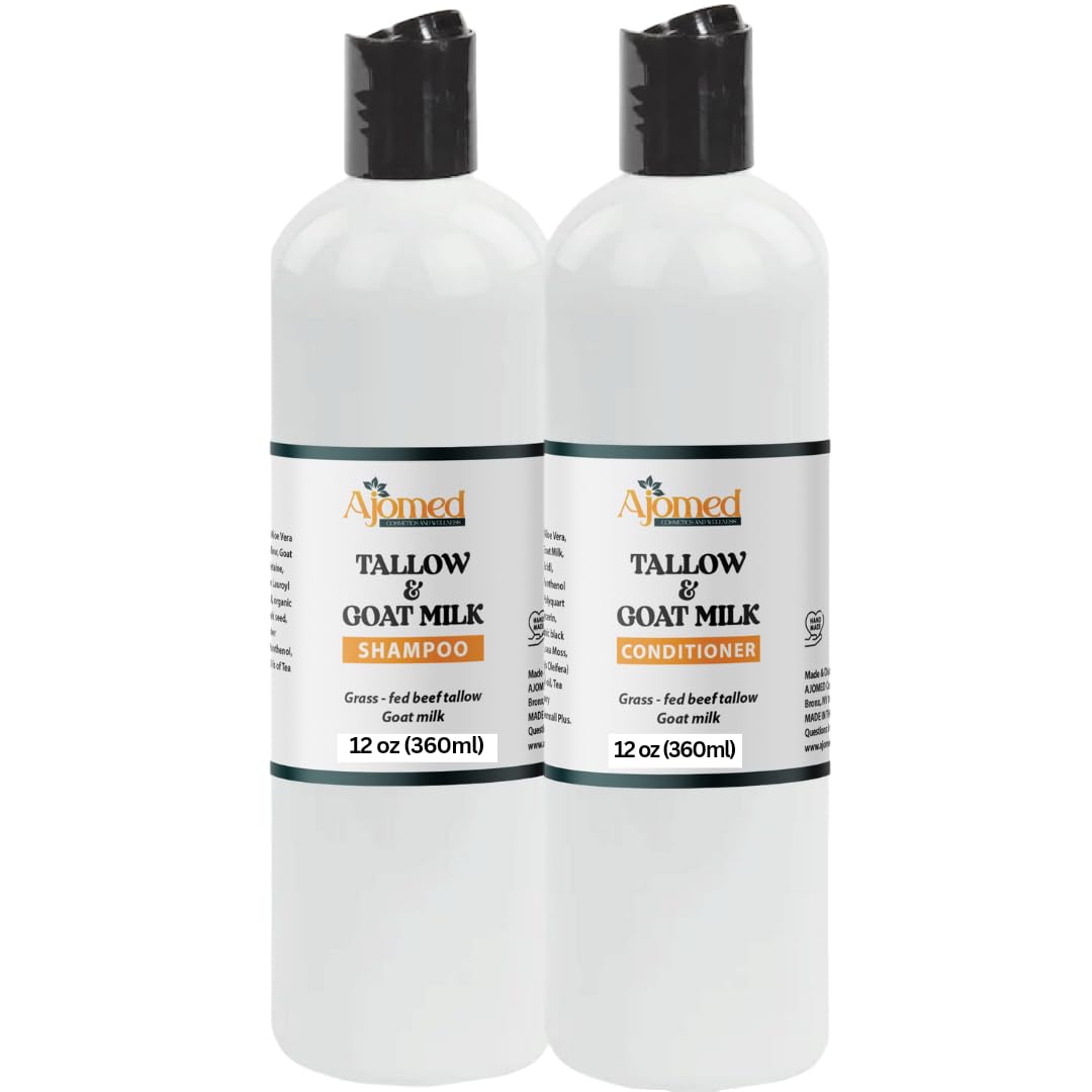 Beef Tallow & Goat Milk Shampoo and Conditioner Set packaging