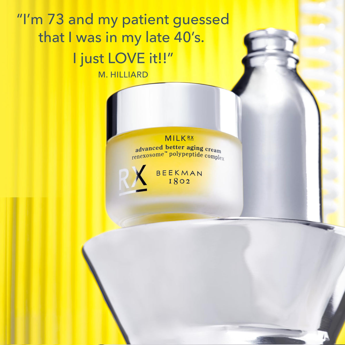 Beekman 1802 Milk RX Advanced Better Aging Face Cream application on skin