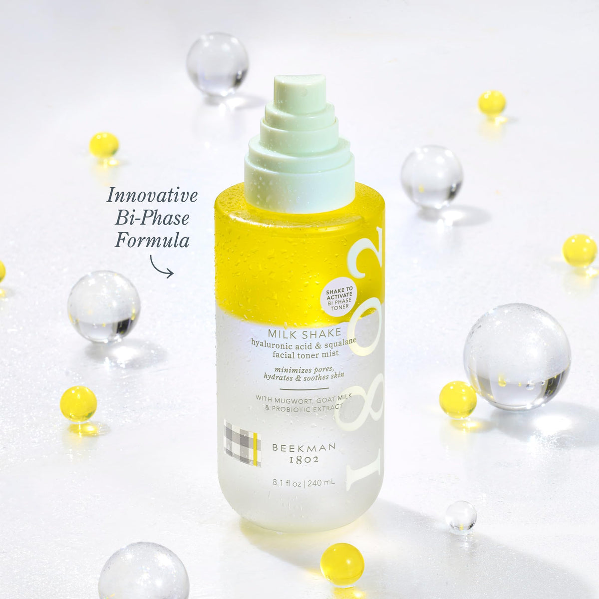 Beekman 1802 Milk Shake Hydrating Face Mist in use outdoors