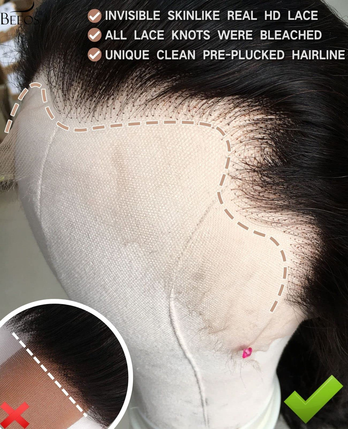 BEEOS 13x6 HD Lace Frontal Body Wave packaging