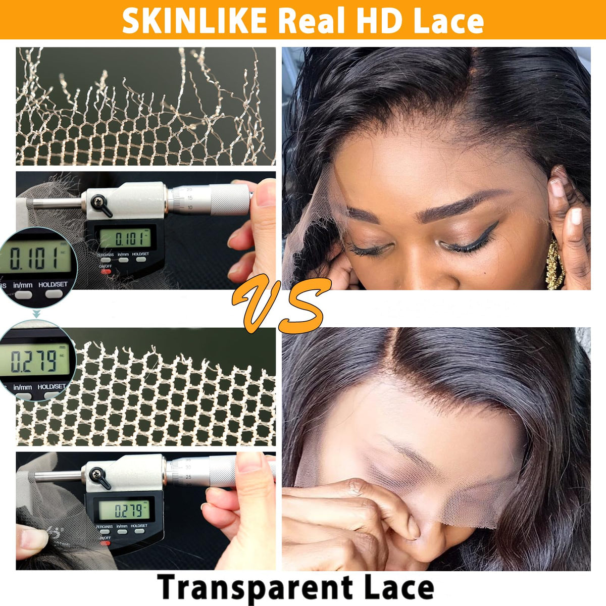 BEEOS 2x6 Skinlike Real HD Lace Closure 14 Inch close-up of lace