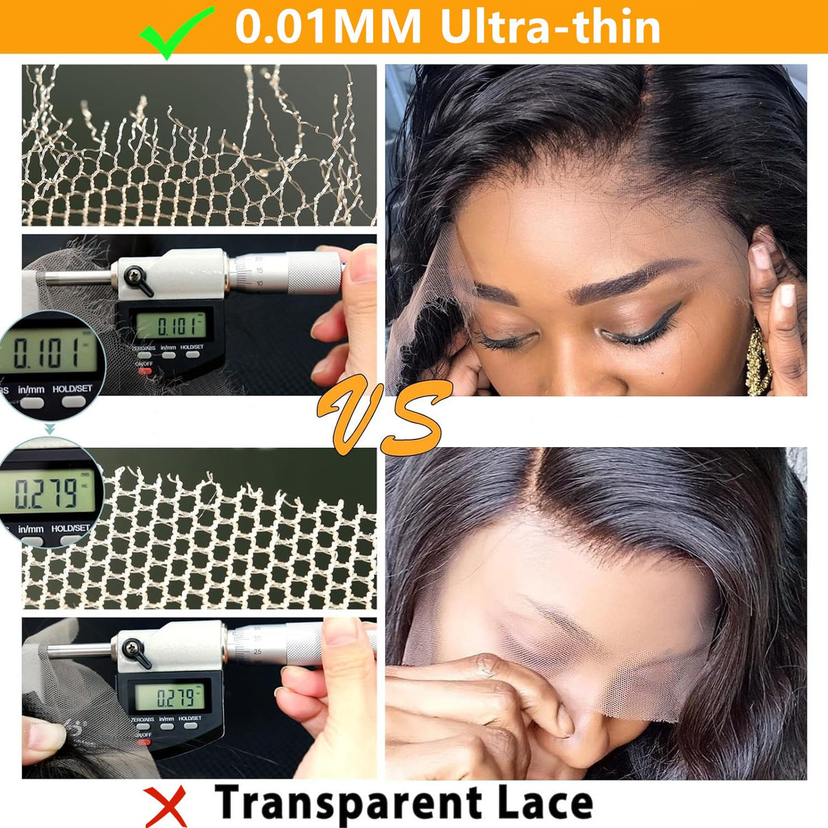BEEOS Body Wave 6x6 HD Lace Closure with styling options