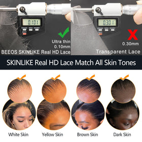 BEEOS HD Lace Closure back view with soft straight texture