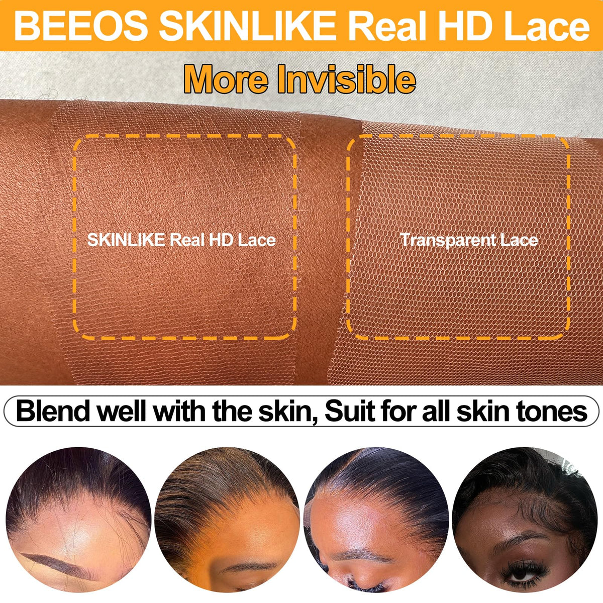 BEEOS HD Lace Closure side view showing texture